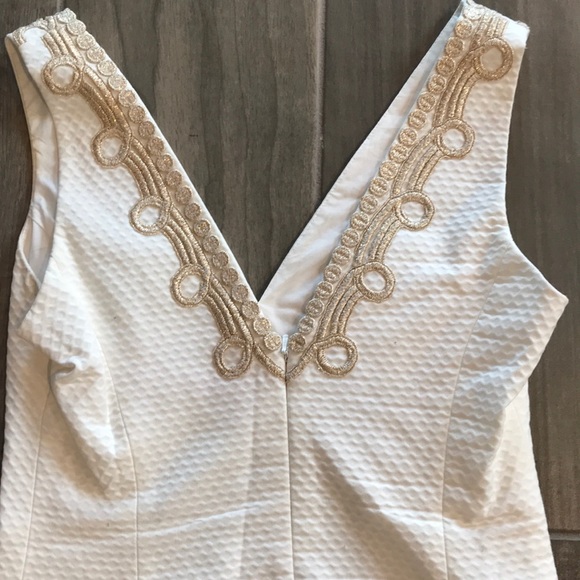 White and gold Lilly Pulitzer dress size 2 - Picture 3 of 4